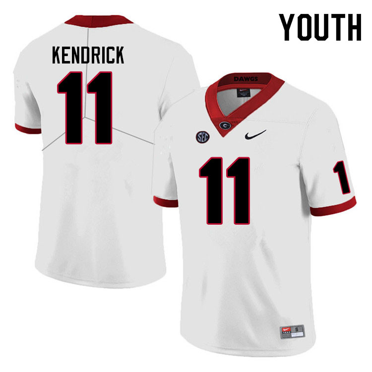 Youth #11 Derion Kendrick Georgia Bulldogs College Football Jerseys Sale-White